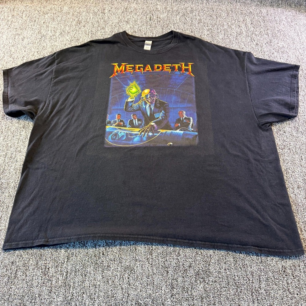 Gildan T-Shirt Mens 5XL Black Cotton Rust In Peace Megadeth Metal Band Graphic